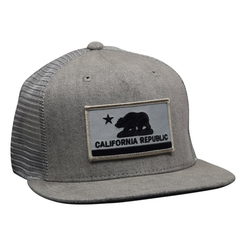 California Republic Flag Trucker Hat by LET'S BE IRIE - Gray Denim - Let's Be Irie™