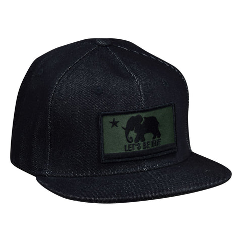 LET'S BE IRIE Denim Snapback - California Irie Flag, Black and Green - Let's Be Irie™
