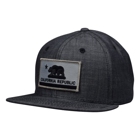 California Republic Snapback - Washed Black Denim Hat by LET'S BE IRIE - Let's Be Irie™