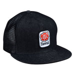Hawaii Hibiscus Trucker Hat by LET'S BE IRIE - Black Denim Snapback - Let's Be Irie™