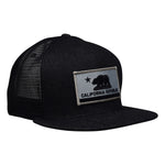 California Republic Trucker Hat - Black Denim Hat with Gray Flag by LET'S BE IRIE - Let's Be Irie™