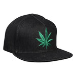 Cannabis Snapback by LET'S BE IRIE - Black Denim - Let's Be Irie™