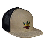 Cannabis Leaf Trucker Hat by LET'S BE IRIE - Rasta, Reggae Jute and Black Snapback - Let's Be Irie™