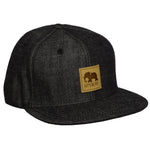 Elephant Logo Snapback Hat by LET'S BE IRIE - Washed Black Denim Cap