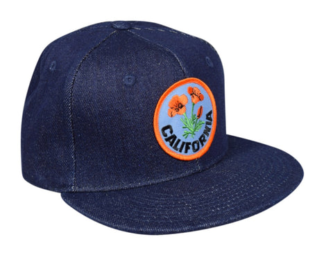 California Poppy Snapback Hat by LET'S BE IRIE - Blue Denim - Let's Be Irie™