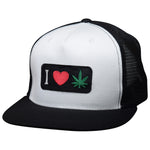 I Love Weed Trucker Hat - Black & White Snapback Cap Marijuana Cannabis Ganja