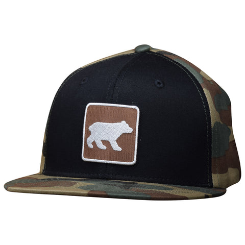 Bear Snapback Hat - Camo Cap, Camouflage, Wildlife Viewing Recreation Sign