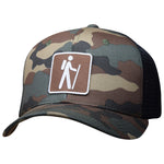 Camo Hiking Trucker Hat - Camouflage Snapback Nature Trail Recreation Sign Cap