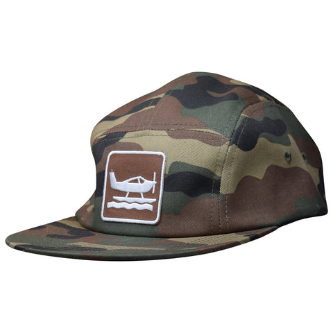 Camo Seaplane Racer Hat - Camouflage Buckle Cap Flying Airplane Recreation Sign