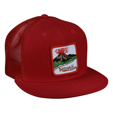 Hawaii Volcano Trucker Hat by LET'S BE IRIE - Red Snapback - Let's Be Irie™